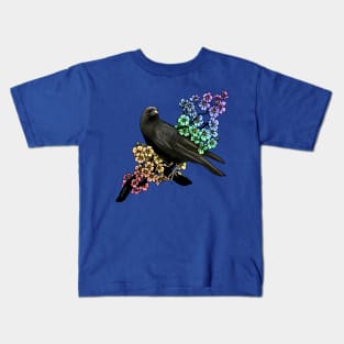 Crow in Rainbows Kids T-Shirt